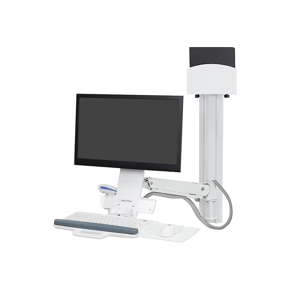 Ergotron Sit-Stand Combo System Mit CPU-Halter klein - Befestigungskit (Tastatur-Tablett, CPU Wandhalterung, einstellbarer Monitorarm) - für LCD-Display / PC-Ausrüstung - kleiner CPU-Halter - Aluminium, hochwertiger Kunststoff - weiß