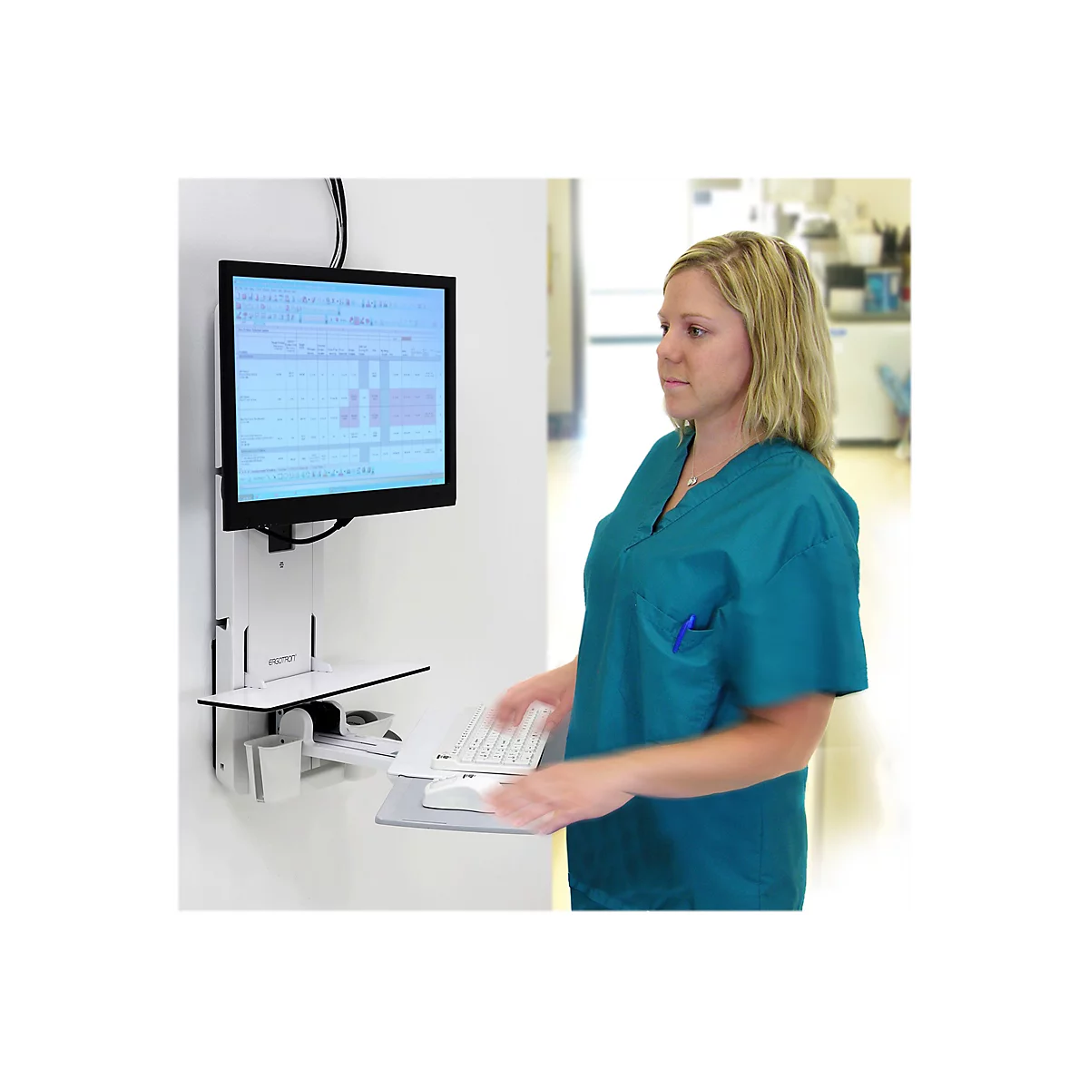 Ergotron StyleView Vertical Lift, Patient Room - Monitor-/Tastatur-Montagekit (vertikal) - Sitz-Steh - geeignet für Wandmontage - bis zu 61 cm (bis zu 24 Zoll) - weiß