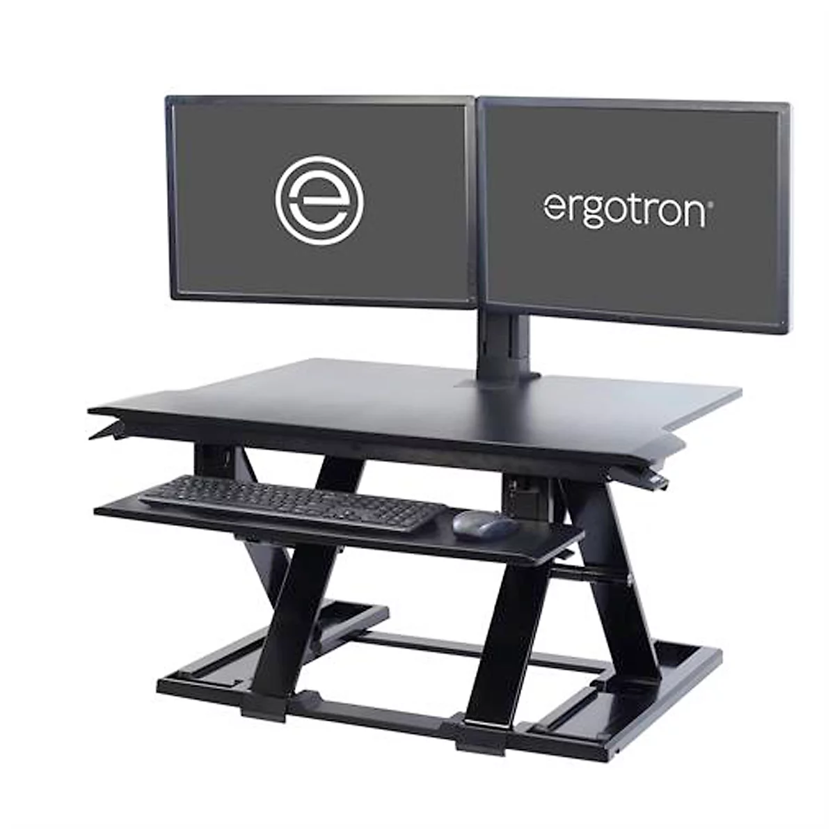 ergotron® WorkFit TX bureauverhoger, in hoogte verstelbaar monitorlegbord/werkblad &amp; in hoogte verstelbaar toetsenbordlegbord, tot 18,2 kg, zwart