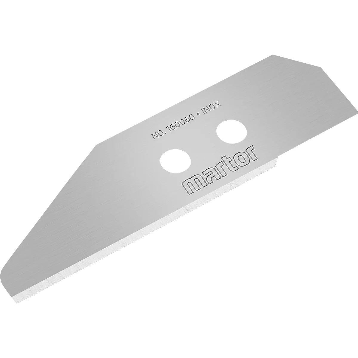 Ersatzklinge Martor Nr. 160060, 1-fach nutzbar, Stärke 0,63 mm, L 66,5 x B 18,9 mm, rostfreier Stahl, 5 Stück