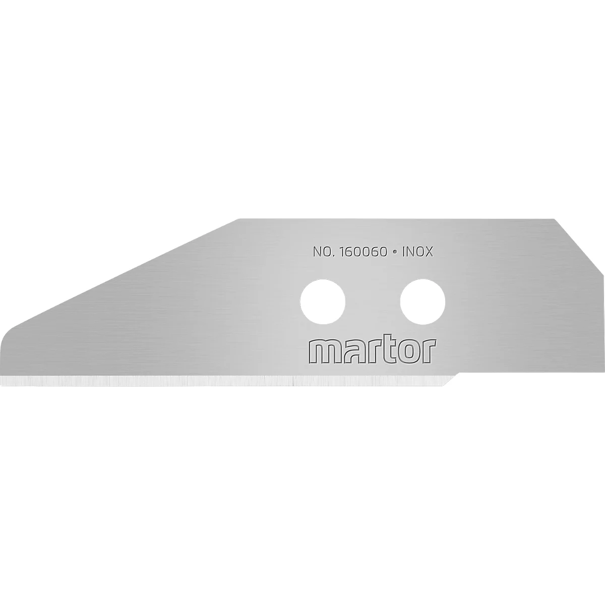 Ersatzklinge Martor Nr. 160060, 1-fach nutzbar, Stärke 0,63 mm, L 66,5 x B 18,9 mm, rostfreier Stahl, 5 Stück