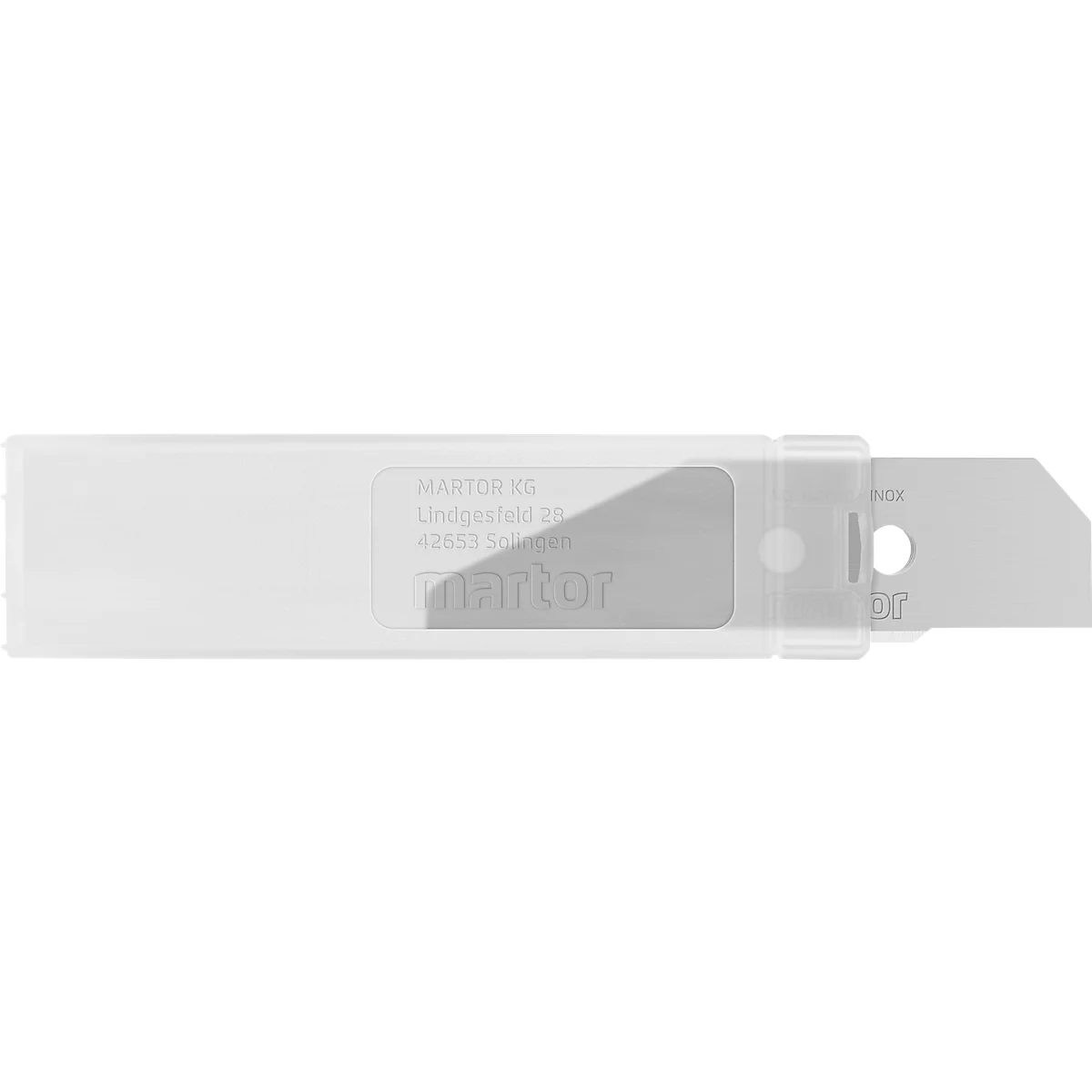 Ersatzklinge Martor Nr. 160060, 1-fach nutzbar, Stärke 0,63 mm, L 66,5 x B 18,9 mm, rostfreier Stahl, 5 Stück
