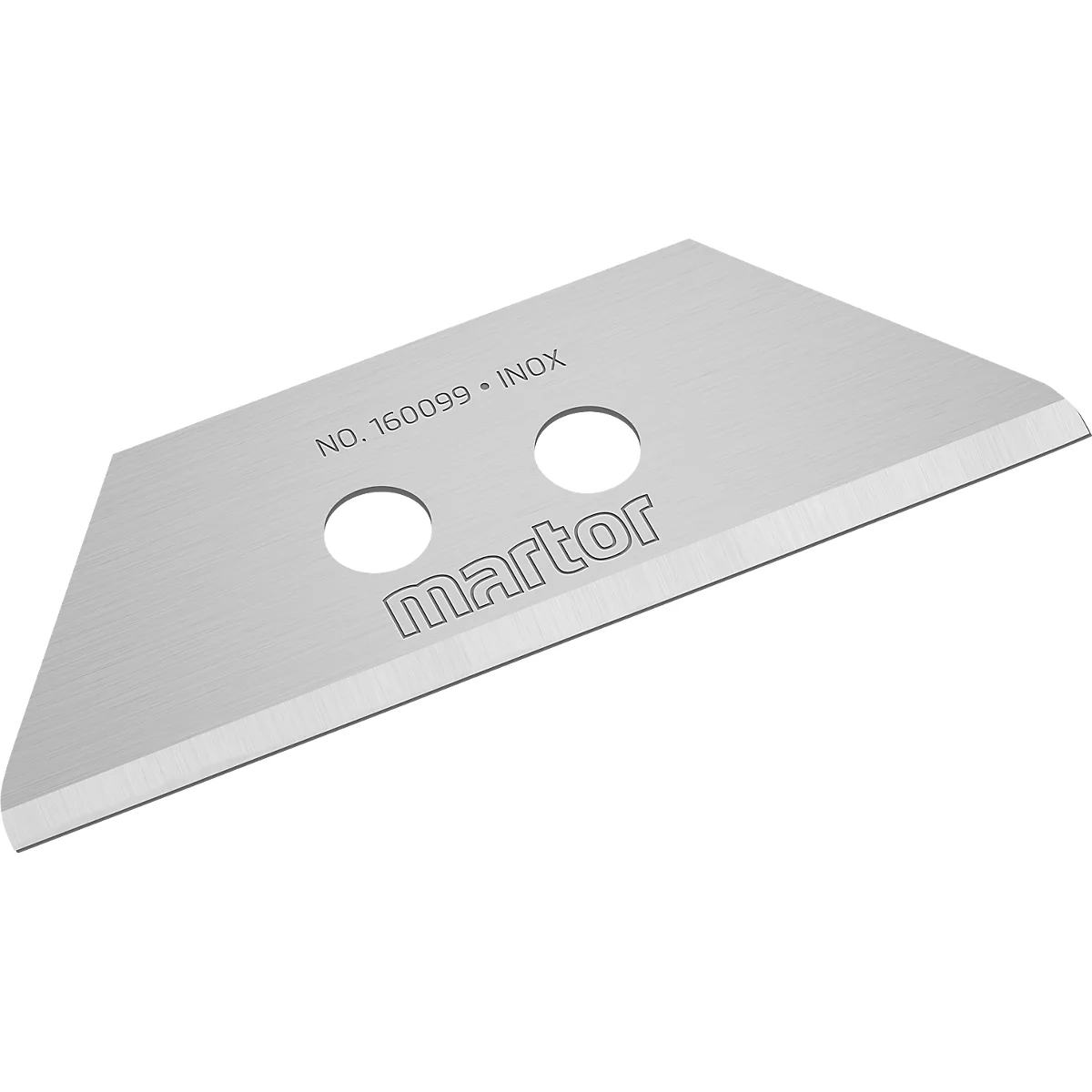 Ersatzklinge Martor Nr. 160099, Trapezform, 2-fach nutzbar, Stärke 0,63 mm, L 55,5 x B 19 mm, rostfreier Stahl, 10 Stück