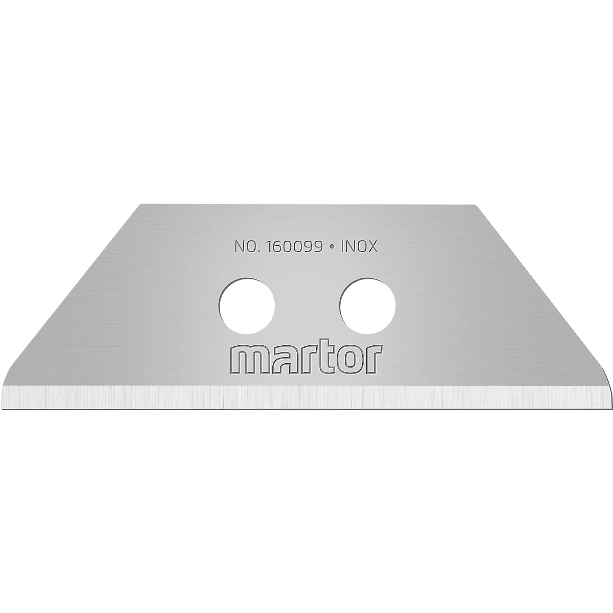 Ersatzklinge Martor Nr. 160099, Trapezform, 2-fach nutzbar, Stärke 0,63 mm, L 55,5 x B 19 mm, rostfreier Stahl, 10 Stück