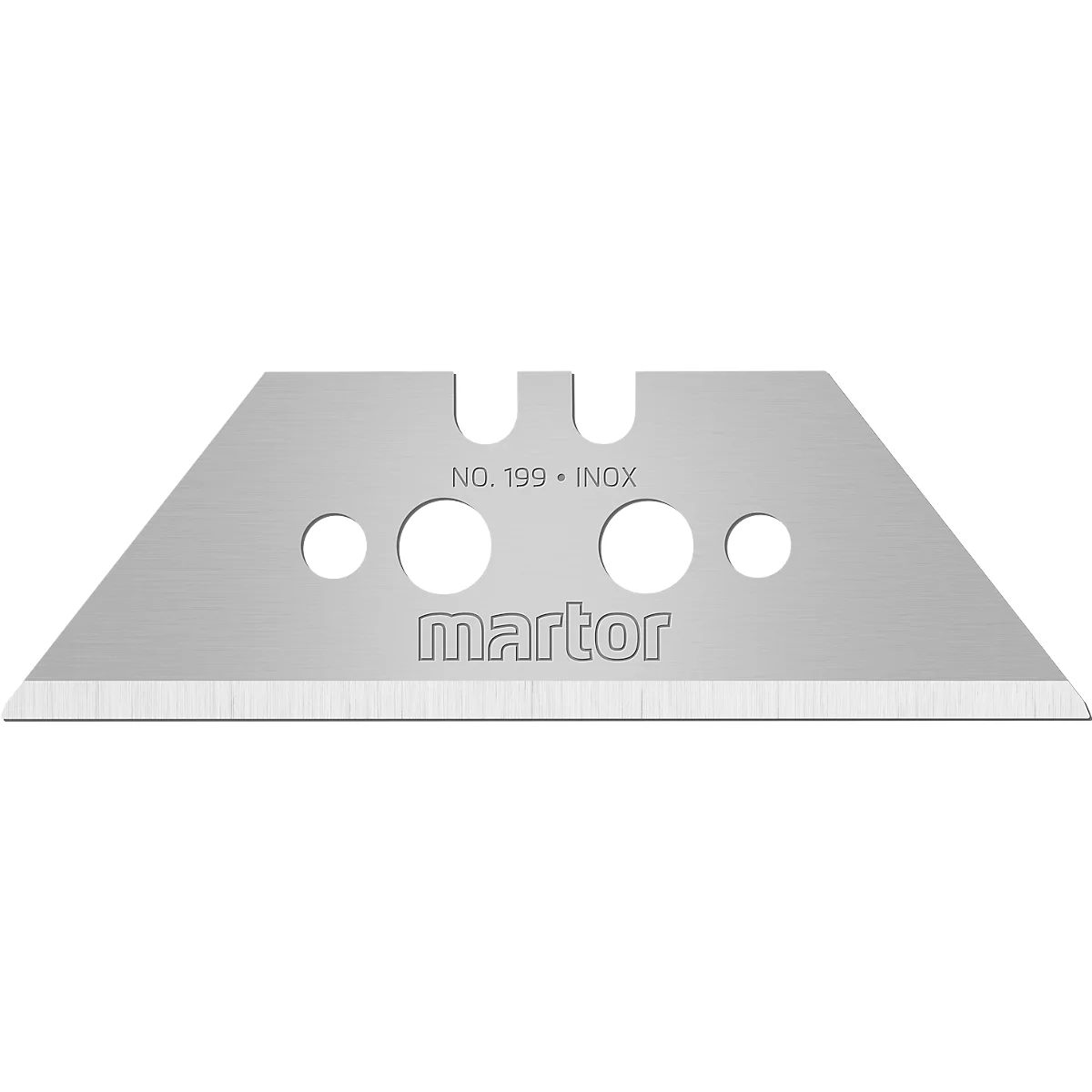 Ersatzklinge Martor Nr. 199, Trapezform, 2-fach nutzbar, Stärke 0,63 mm, L 60 x B 19 mm, rostfreier Stahl, 10 Stück