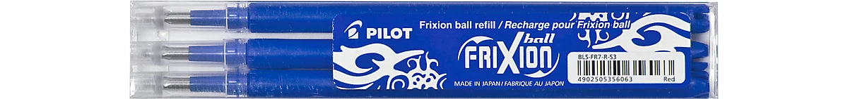 Ersatzminen PILOT, für Tintenroller FRIXION, radierbar, 3 Stück, blau