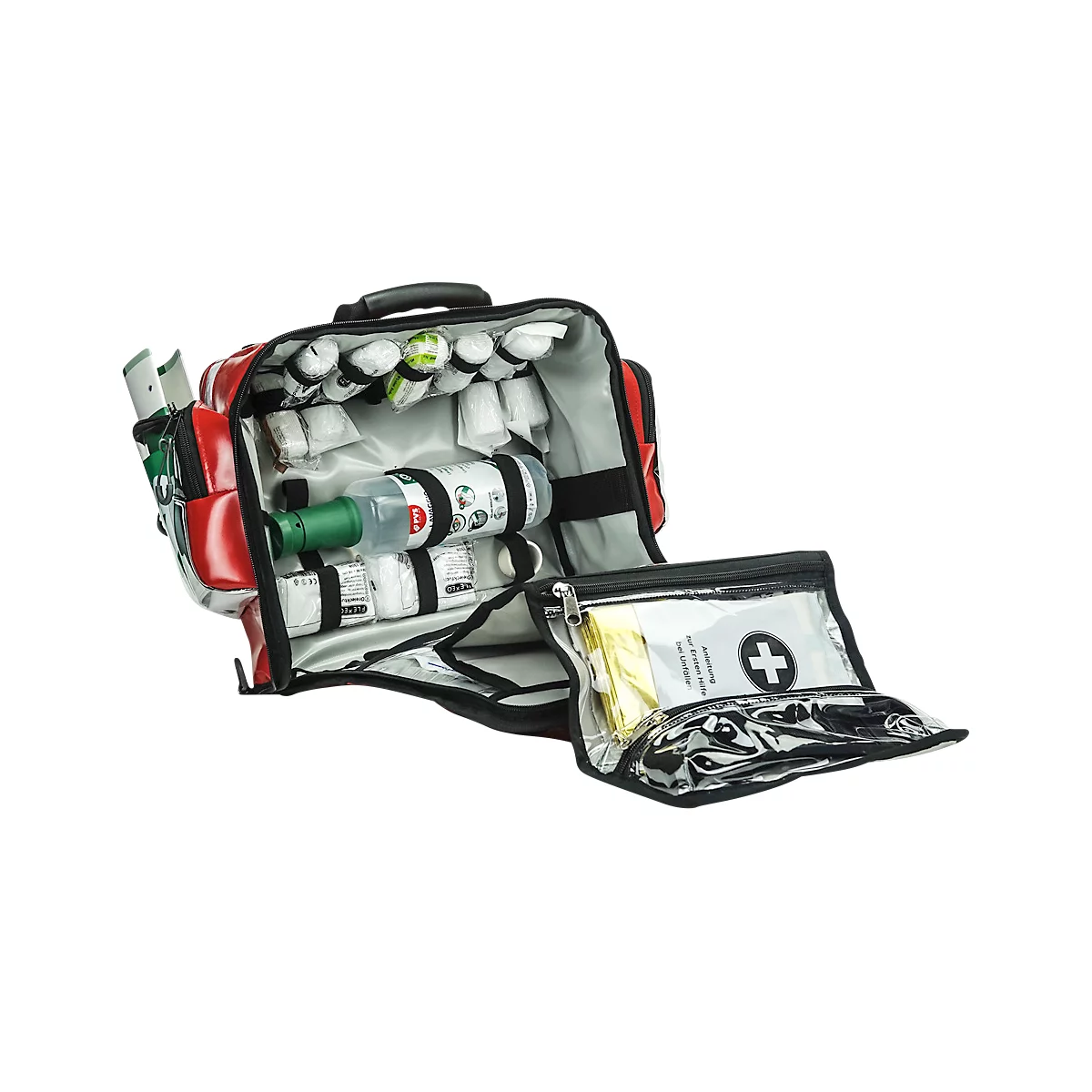 Erste-Hilfe-& Defibrillator-Wandtasche, für HeartSine Defibrillatoren & Erste-Hilfe-Materialien, leer, 8 Staufächer, B 400 x T 250 x H 350 mm, rot