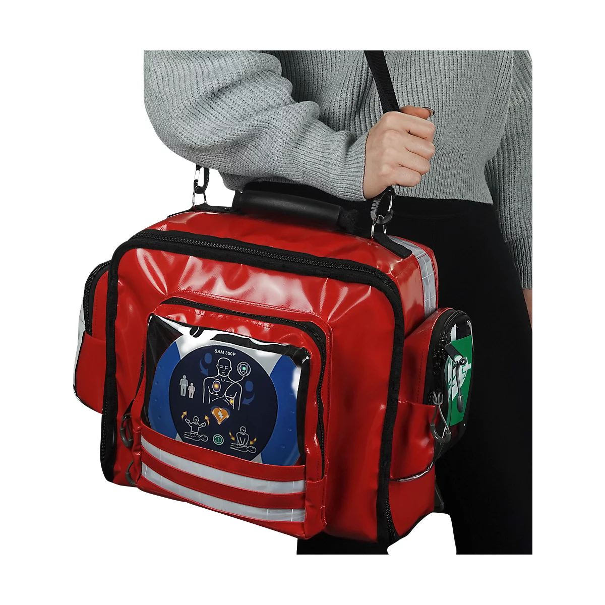 Erste-Hilfe-Wandtasche MedX5, mit Defibrillator SAM350P & Befüllung nach DIN 13157