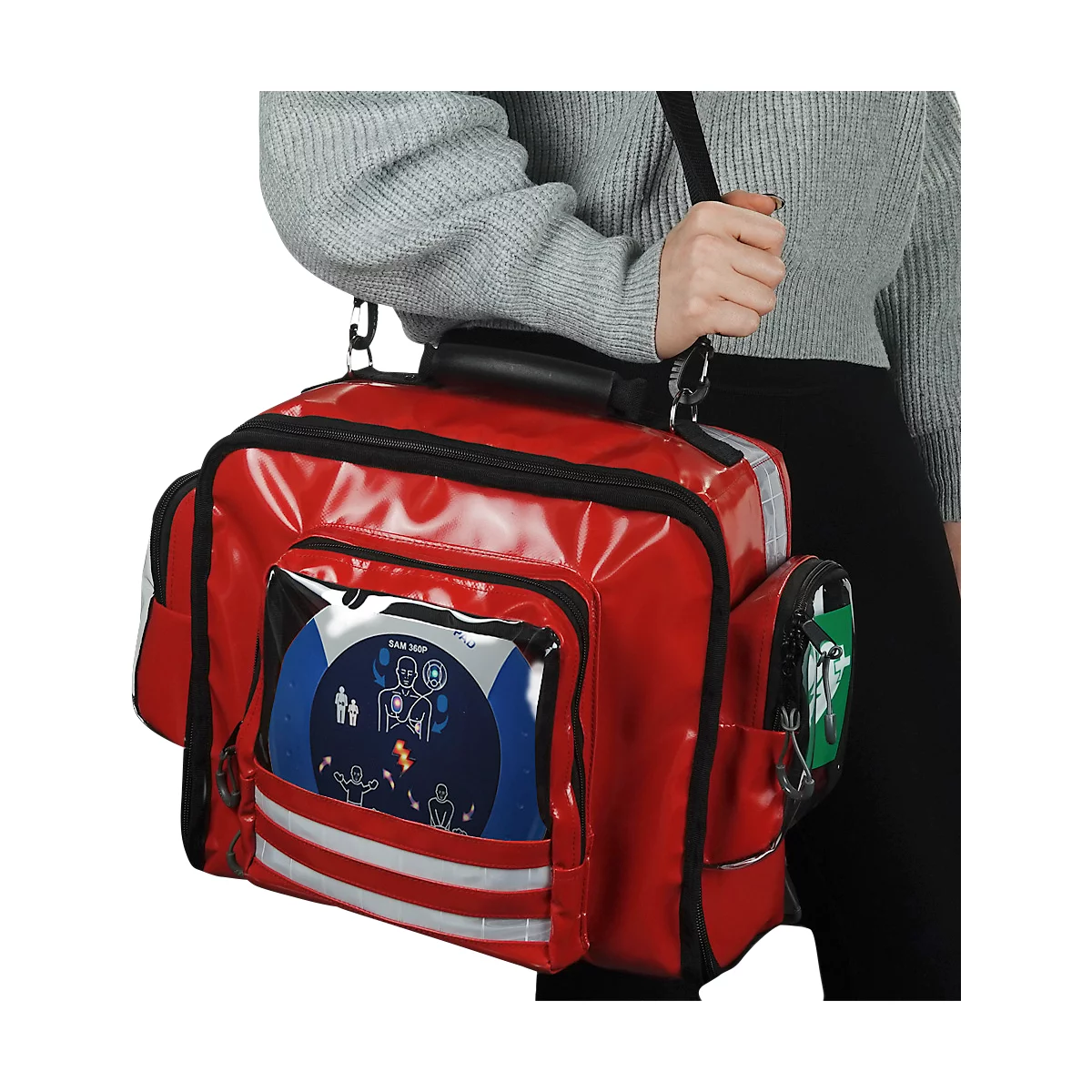 Erste-Hilfe-Wandtasche MedX5, mit Defibrillator SAM360P & Befüllung nach DIN 13157 