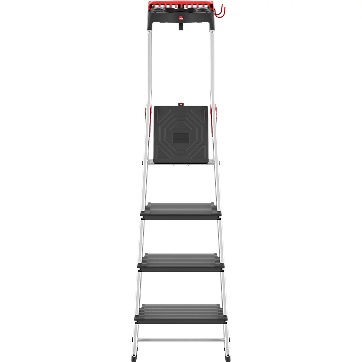 Escabeau Hailo L100, EN 131, avec plateau multifonction et barre de maintien, jusqu'à 150 kg, 4 marches