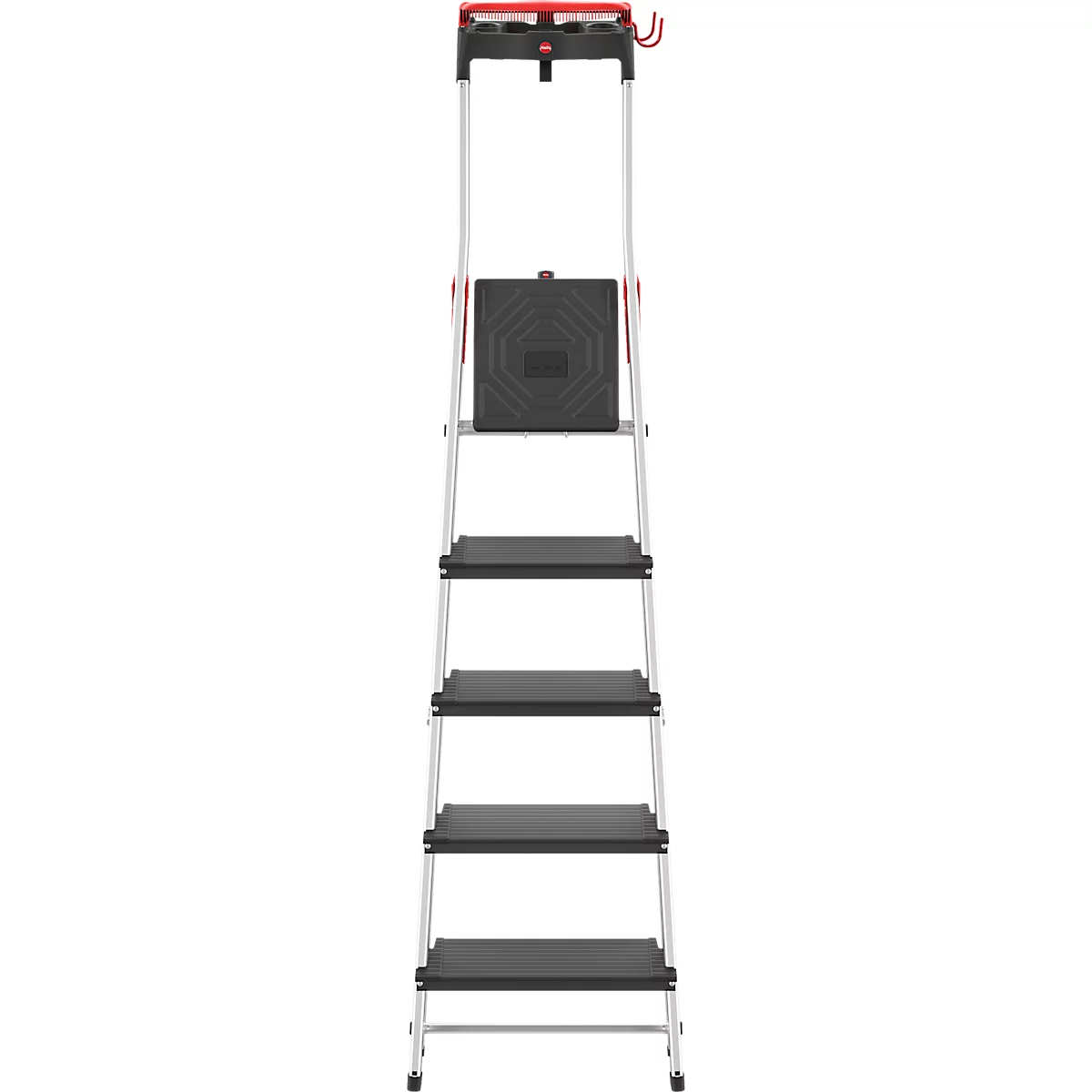 Escabeau Hailo L100, EN 131, avec plateau multifonction et barre de maintien, jusqu'à 150 kg, 5 marches
