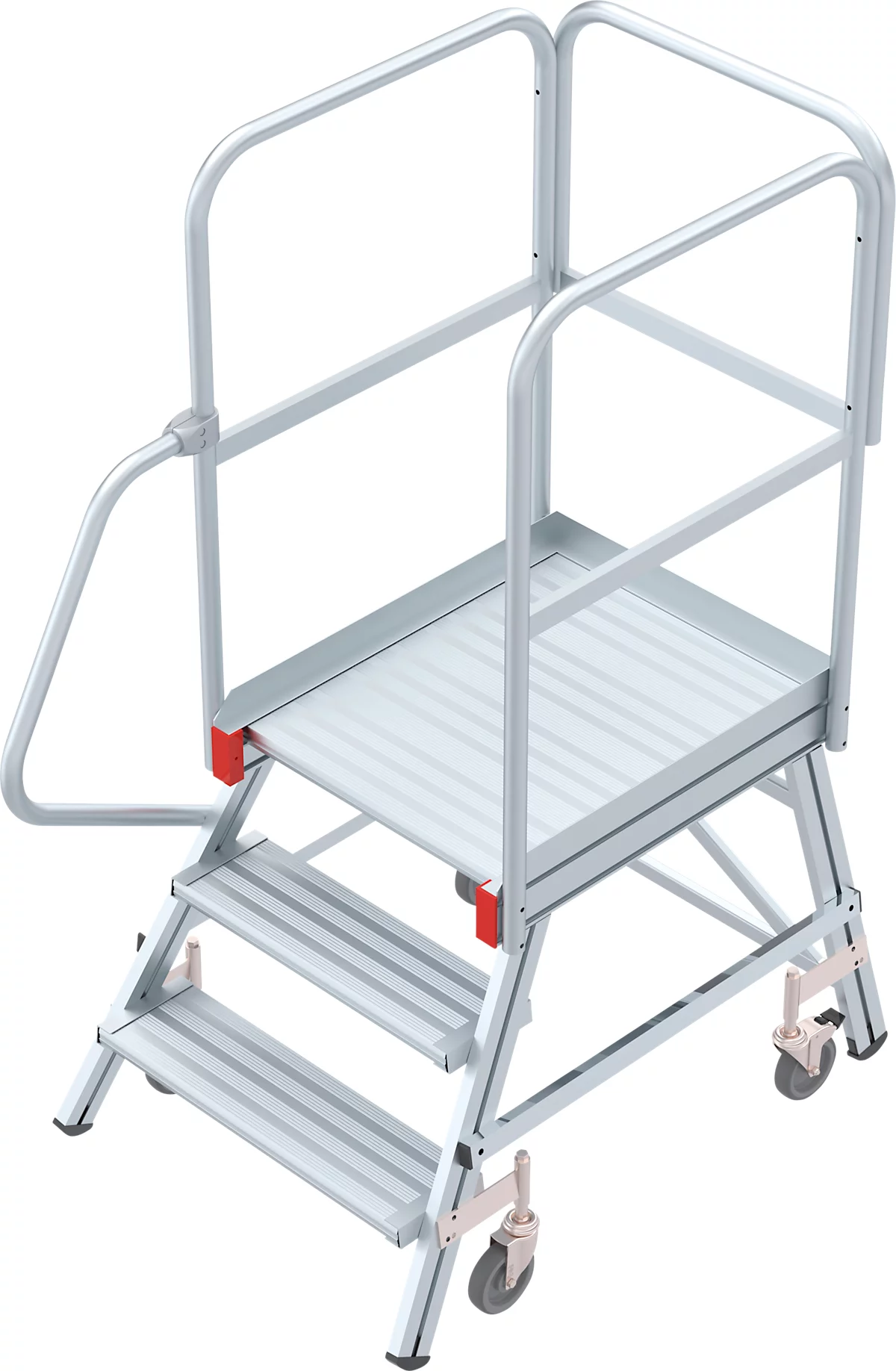 Escalera de plataforma de aluminio con ruedas, unilateral, 3 escalones