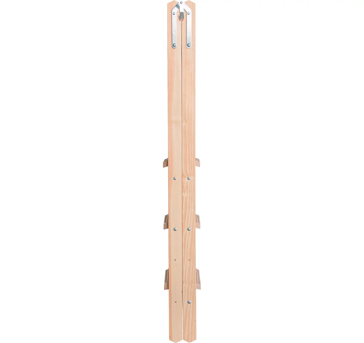 Escalera de tijera Krause, bilateral, TRBS 2121-2, con gancho para cubos, 2 x 7 escalones/peldaños, madera