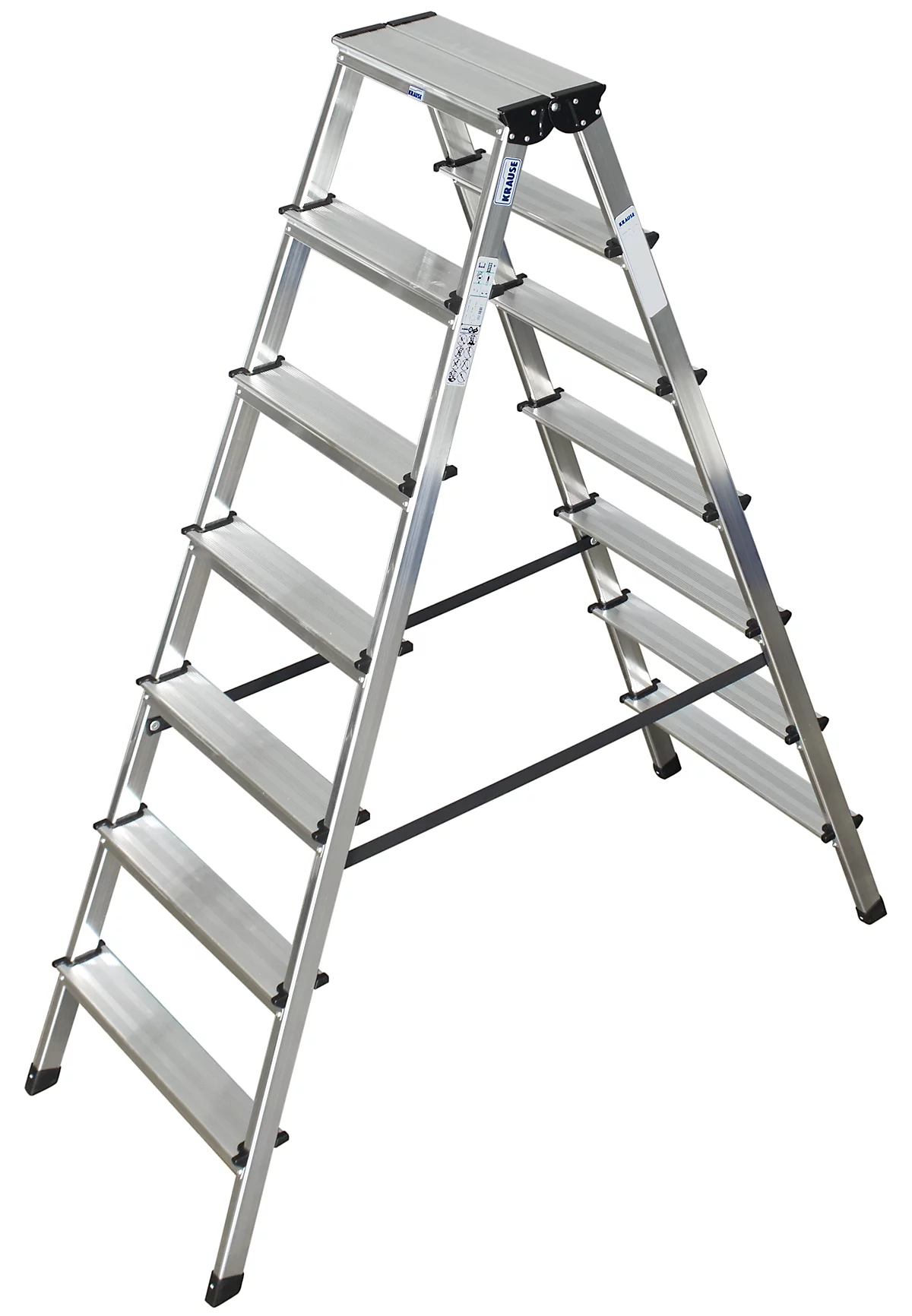 Escalera doble de aluminio, 2 x 7 escalones