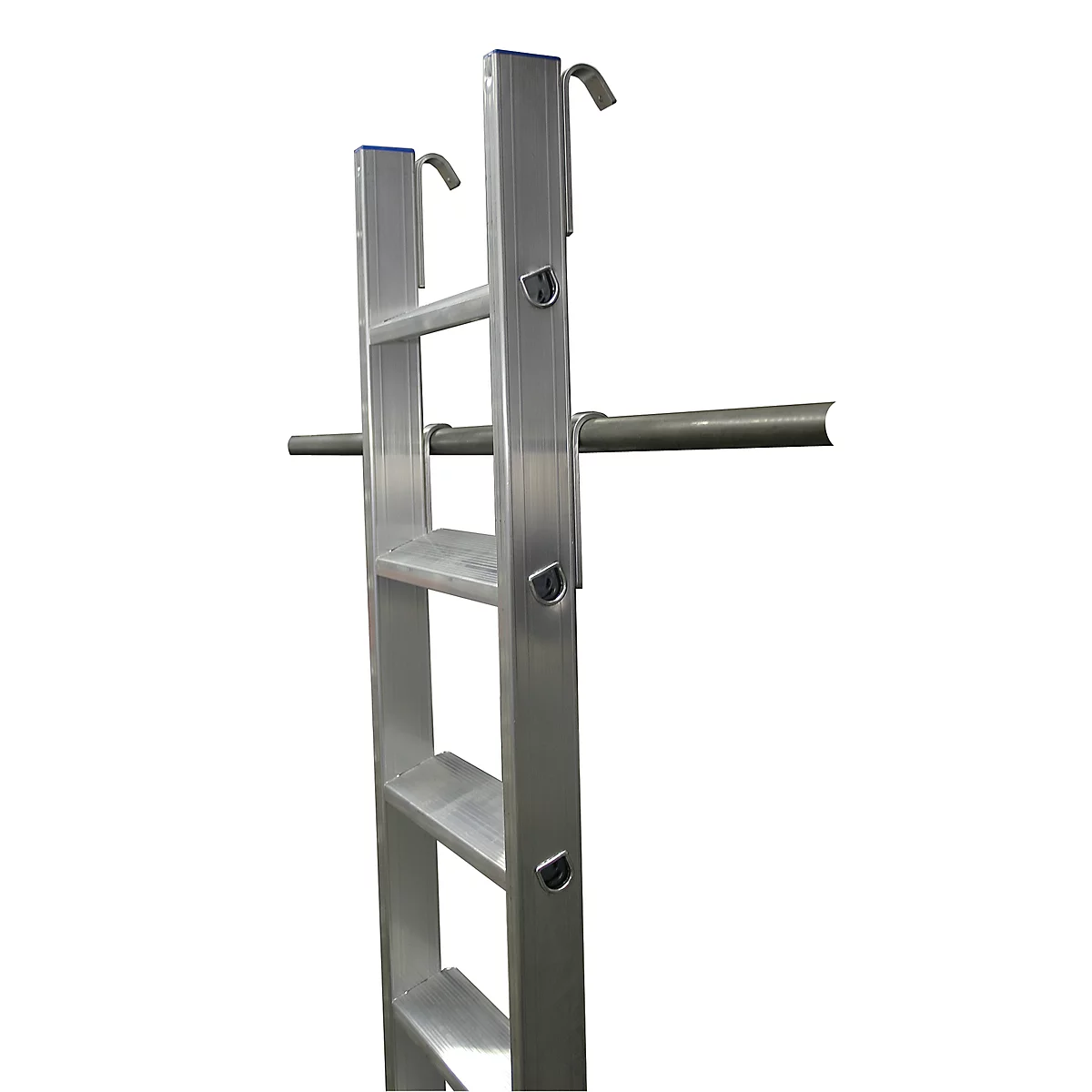 Escalera para estanterías KRAUSE, aluminio, con 2 pares de ganchos de suspensión/sujeción, 10 escalones