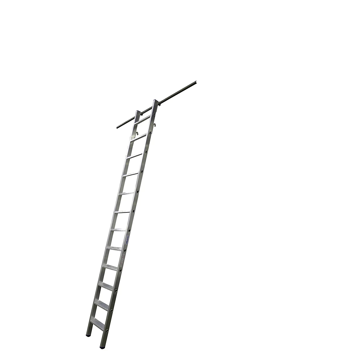 Escalera para estanterías KRAUSE, aluminio, con 2 pares de ganchos de suspensión/sujeción, 12 escalones