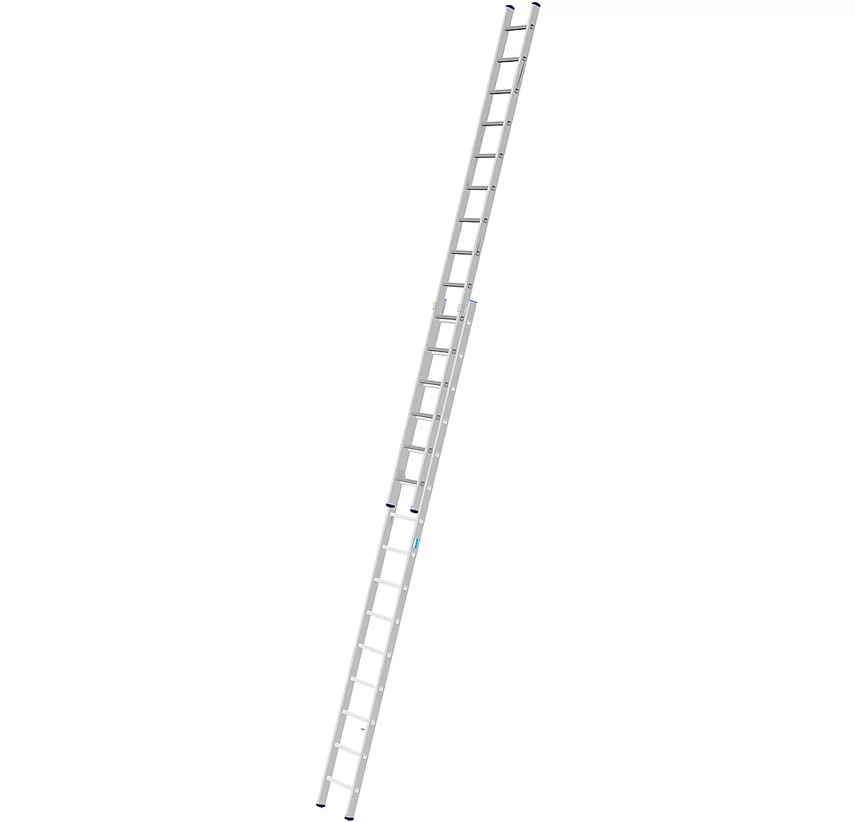 Escalera telescópica de aluminio Stabilo, de 2 piezas, 2 x 15 peldaños, con travesaño y travesaño Trigon