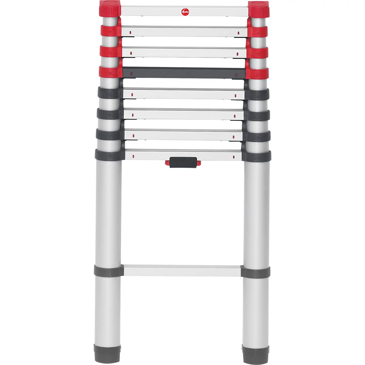 Escalera telescópica Hailo T80 FlexLine, EN 131-6, regulable en altura, desbloqueo con una mano, hasta 150 kg, 9 peldaños