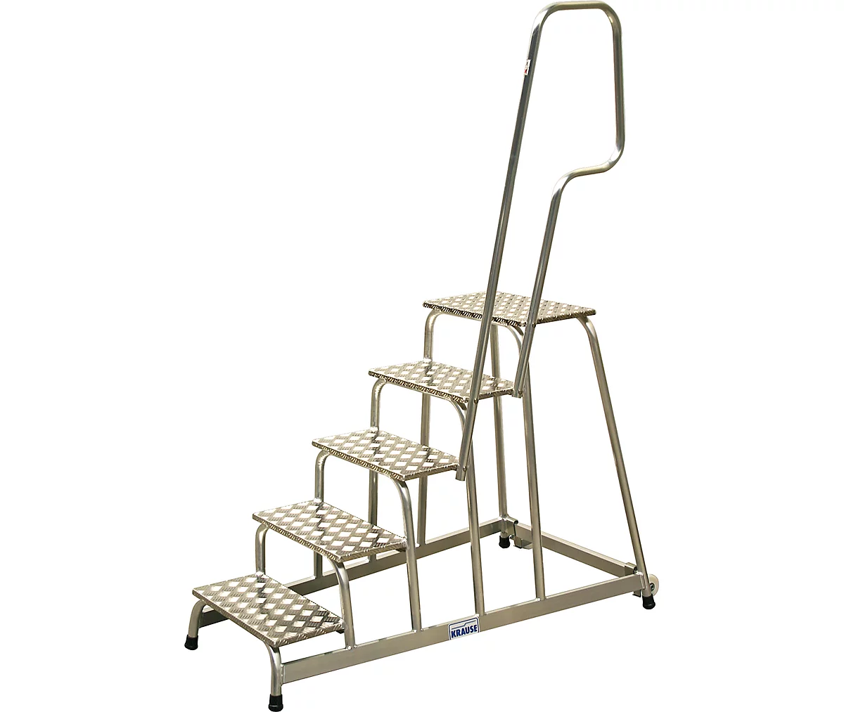 Escalerilla de montaje KRAUSE, con barandilla/ruedas, 5 escalones, altura 1 m, 16,5 kg