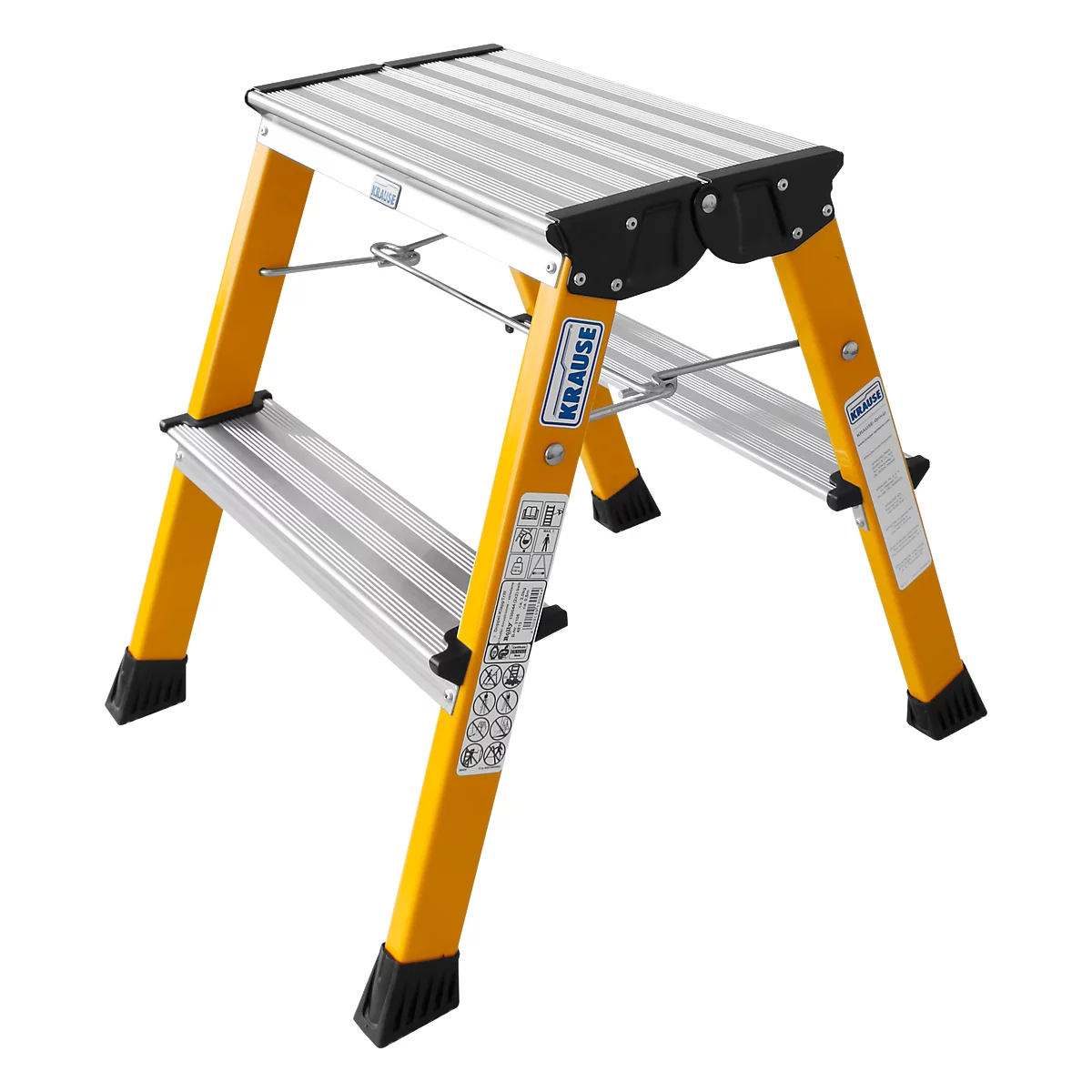 Escalerilla plegable doble Rolly, 2 x 2 escalones, amarillo