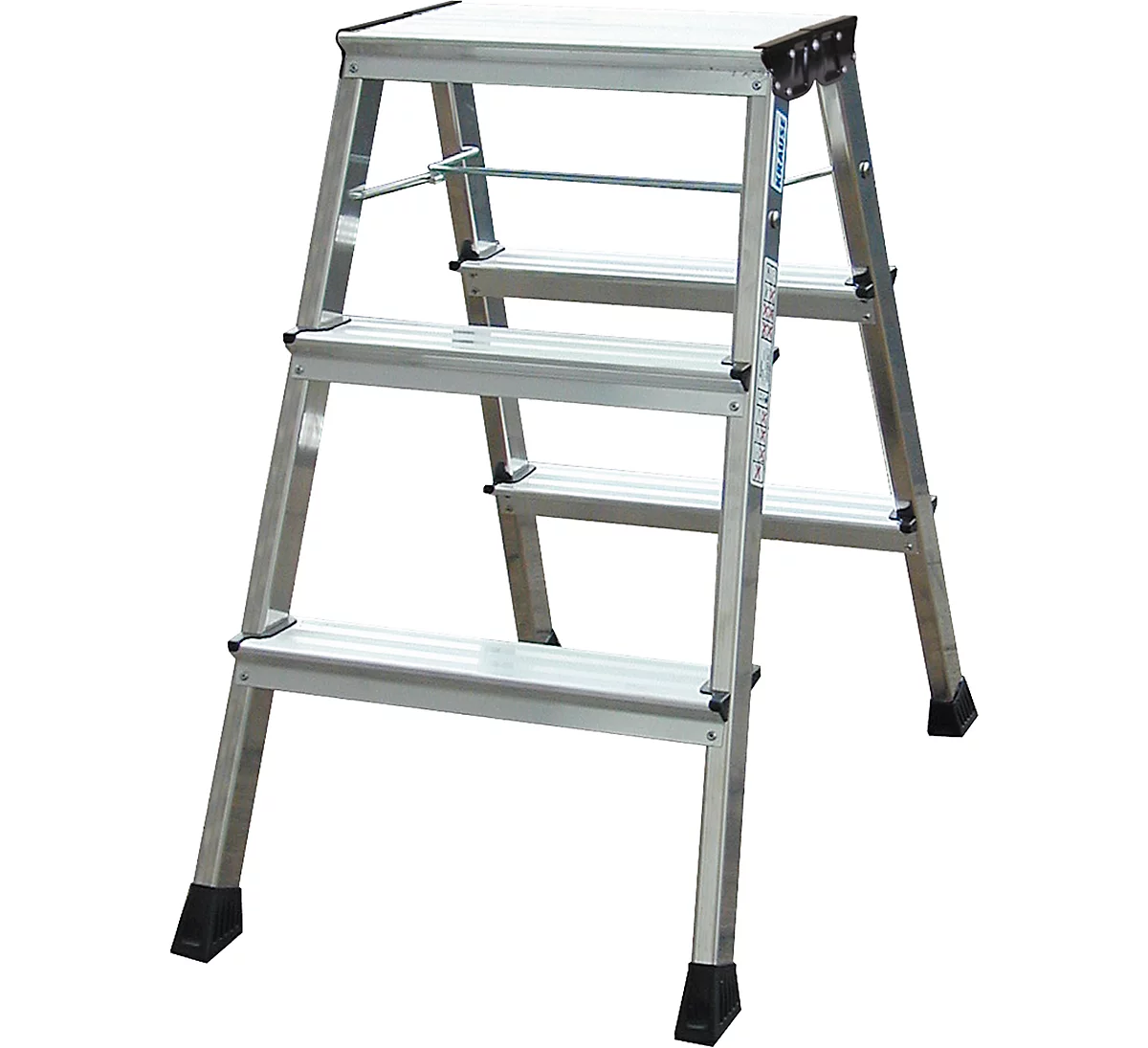 Escalerilla plegable doble Rolly, 2 x 3 escalones, color aluminio