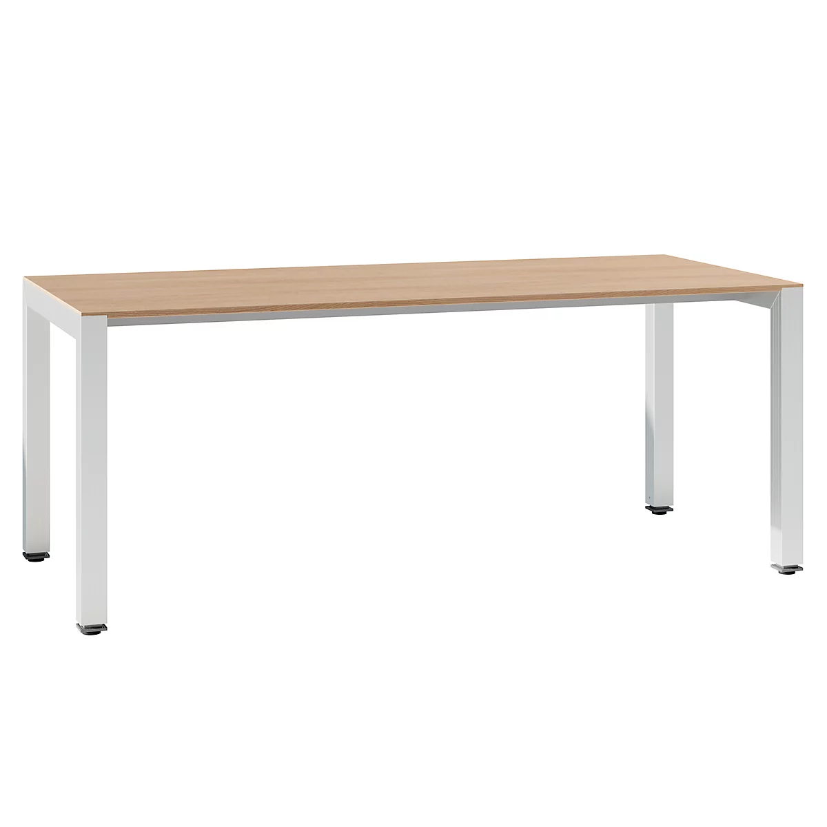 Escritorio 135° SOLUS PLAY, 4 patas, forma libre, extensión derecha, An 2165 x P 800 x Al 720 - 820 mm, roble oscuro