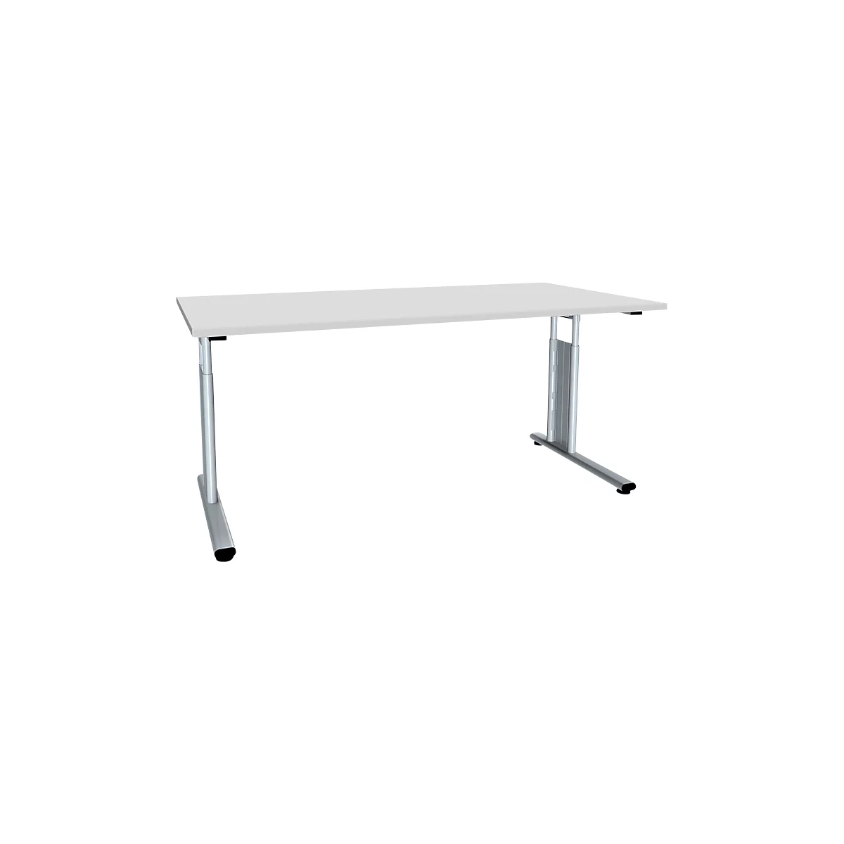 Escritorio ALICANTE, pata en C, rectangular, An 1600 x P 800 x Al 680-820 mm, gris luminoso