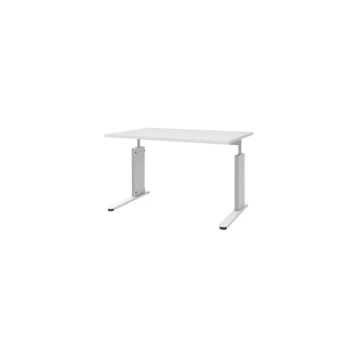 Escritorio BARI, pata en C, forma B, rectangular, An 1200 x P 800 x Al 680 - 820 mm, blanco