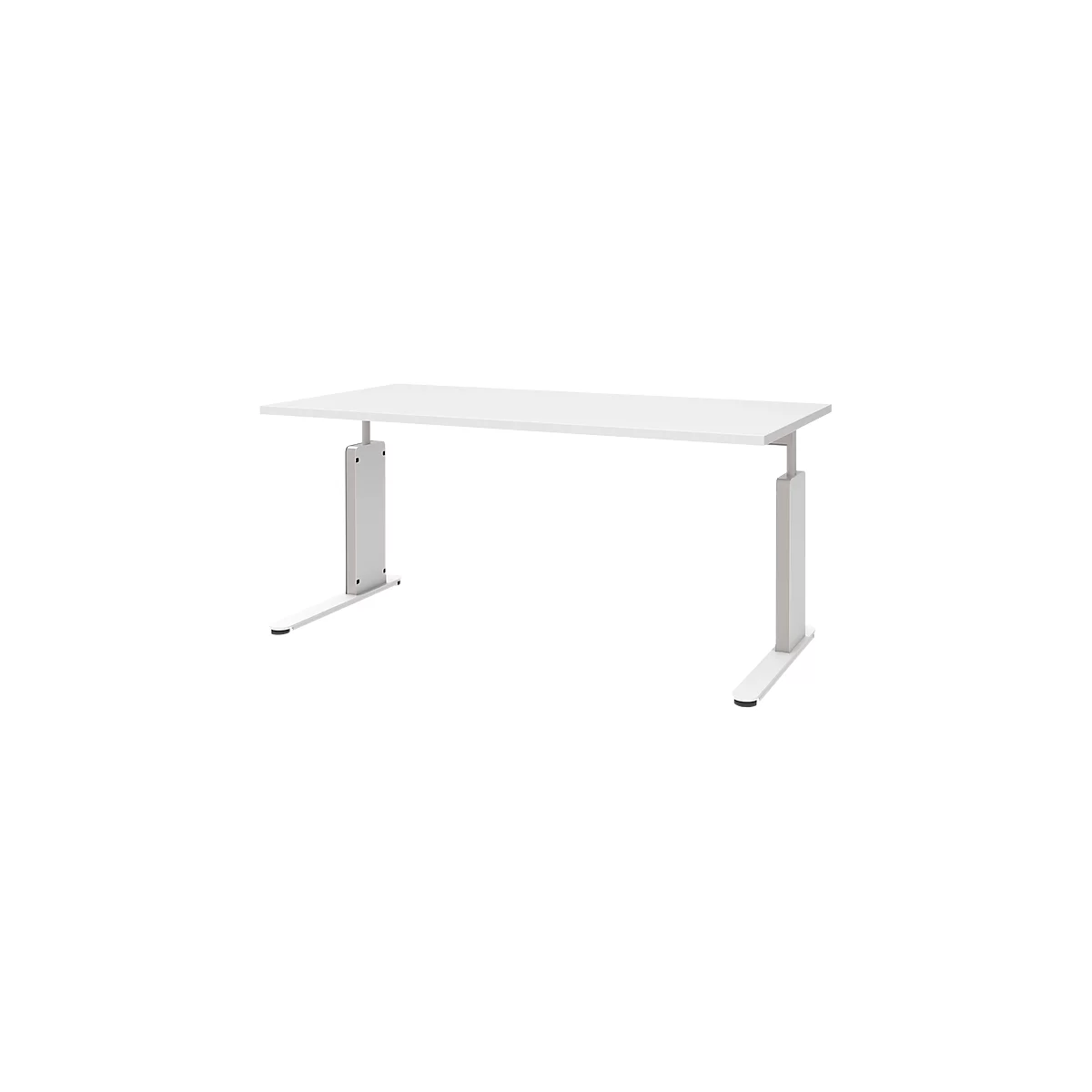 Escritorio BARI, pata en C, forma B, rectangular, An 1600 x P 800 x Al 680 - 820 mm, blanco