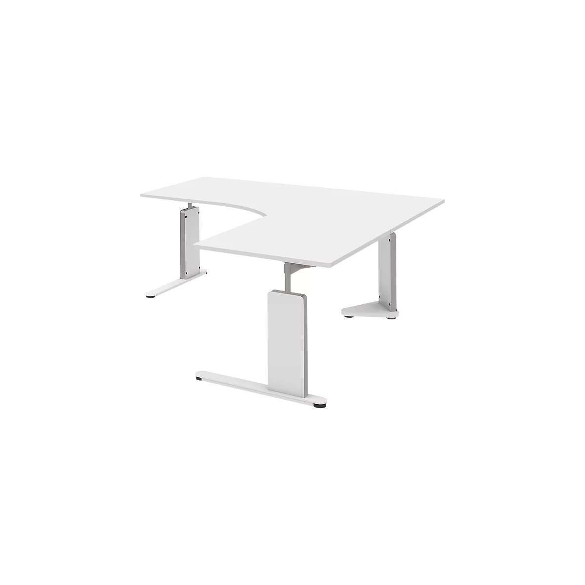 Escritorio, mesa de extensión derecha BARI, pata en C, forma B, forma libre, An 1800 mm, blanco