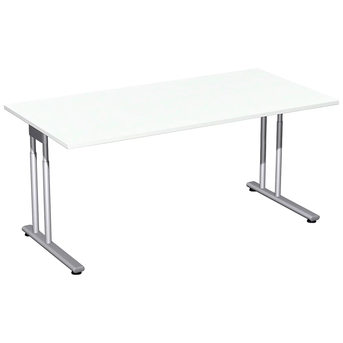 Escritorio PALENQUE, pata en C, rectangular, An 1600 x P 800 x Al 680-820 mm, blanco