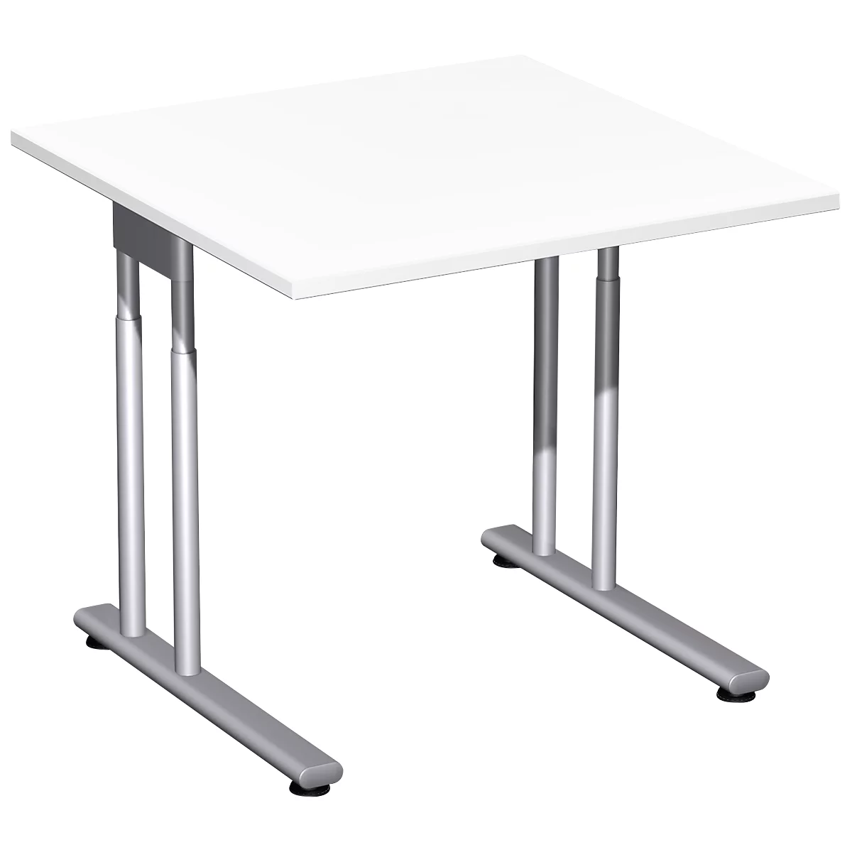 Escritorio PALENQUE, pata en C, rectangular, An 800 x P 800 x Al 680-820 mm, blanco