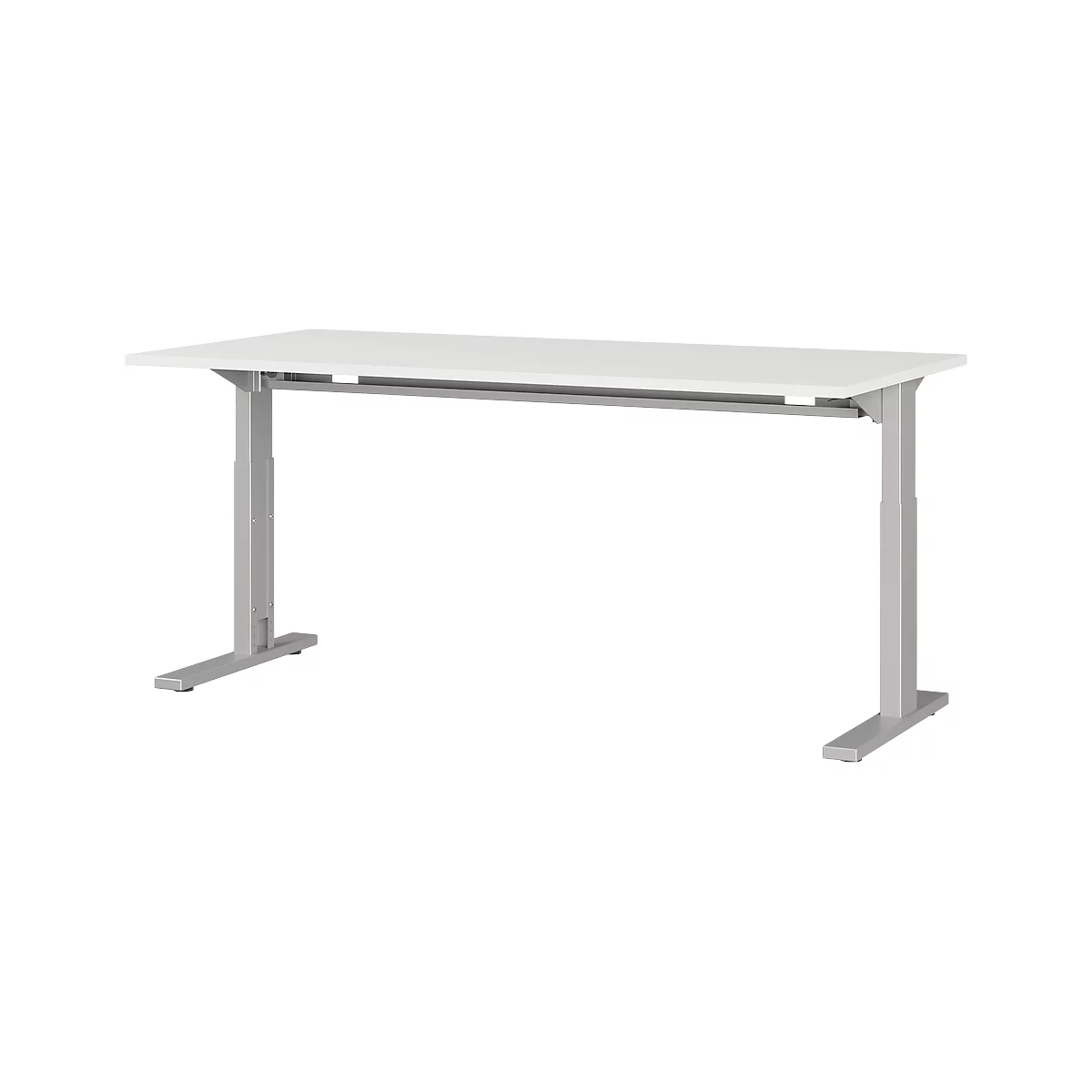 Escritorio Profi 2.0, rectangular, pata en C, An 1600 x P 800 x Al 700-810 mm, gris luminoso/plata