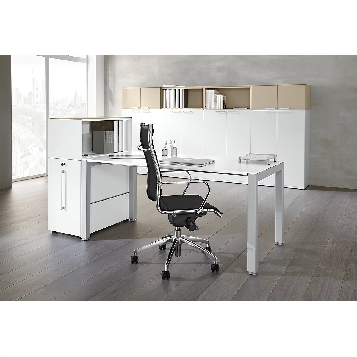 Escritorio SOLUS PLAY, 4 patas, ajustable en altura, An 1600 x P 800 x Al 720 - 820 mm, blanco