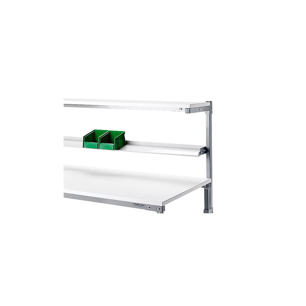 ESD-Kästenbord Treston, für Arbeitstisch TPH, B 1500 x T 141 x H 30 mm, Stahl, hellgrau