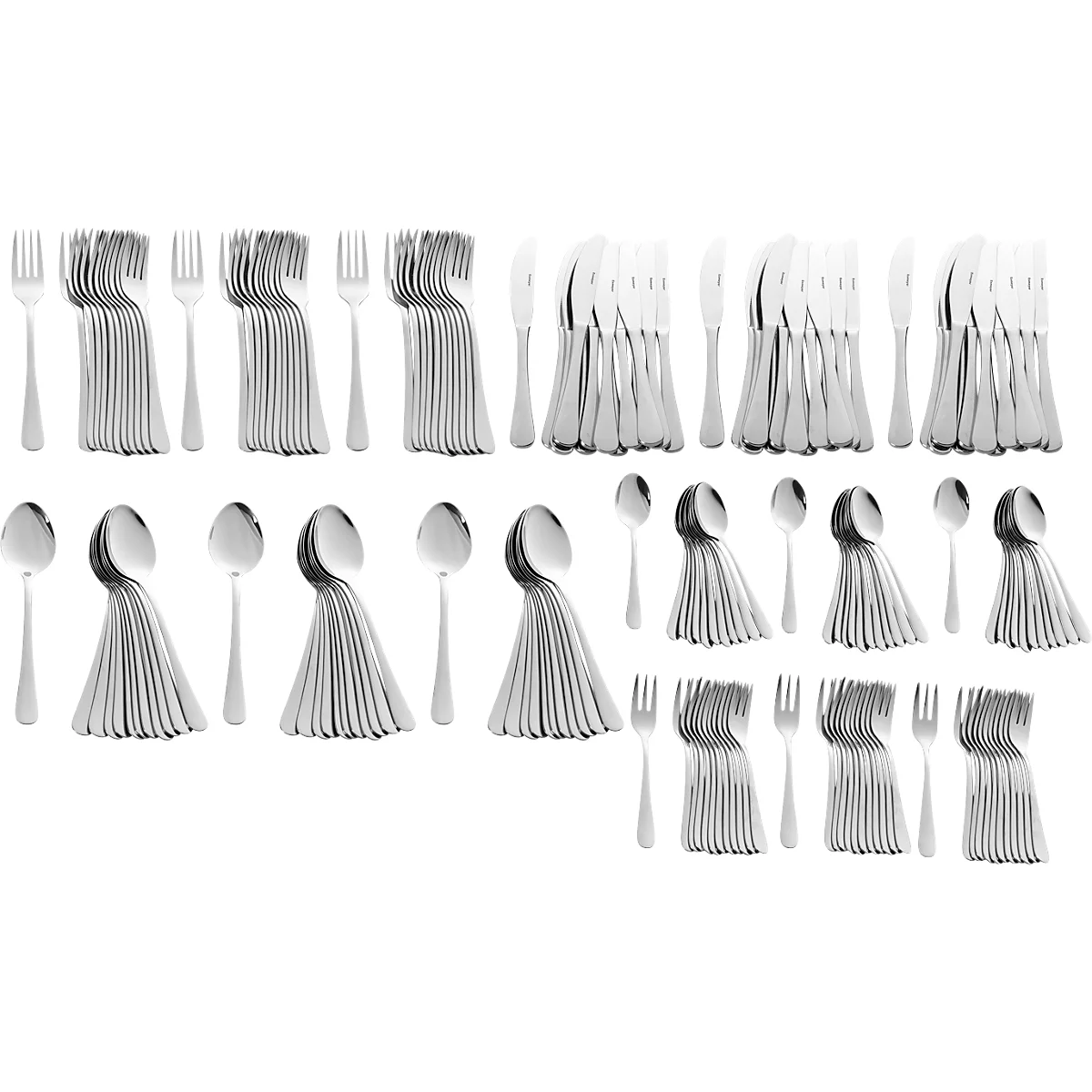 ESMEYER Set de couverts SYLVIA, 181 pièces, acier inoxydable 18/0, lavable au lave-vaisselle, récipient inclus L 540 x l 320 x H 85 mm