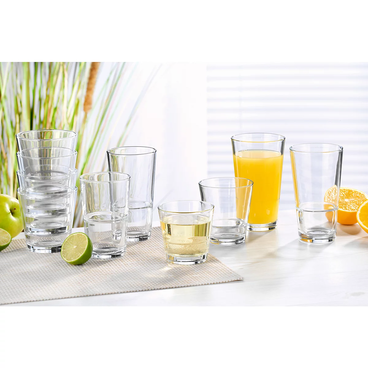ESMEYER Stack up stapelbares Glas-Set, 6er Set, gehärtetes Glas, zeitloses Design – platzsparend, robust für jeden Einsatz
