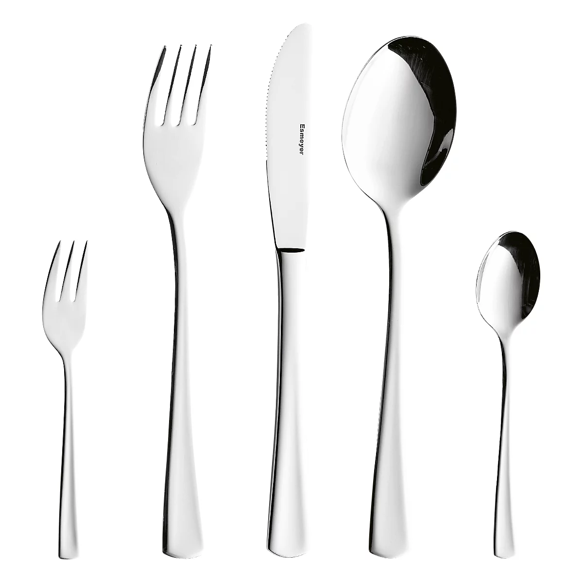 ESMEYER Stockholm 30 pcs. service de couverts 6 pers : 6 couteaux, 6 fourchettes, 6 cuillères, 6 cuillères à café, 6 fourchettes à gâteau - acier inoxydable 18/10 poli