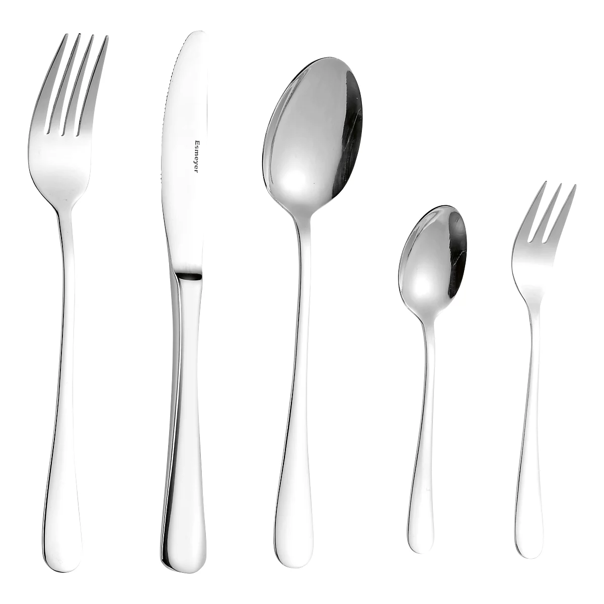 ESMEYER SYLVIA Set de 30 couverts pour 6 personnes : couteau de table 2,0 mm, cuillère/fourchette 2,2 mm, fourchettes à café/gâteau
