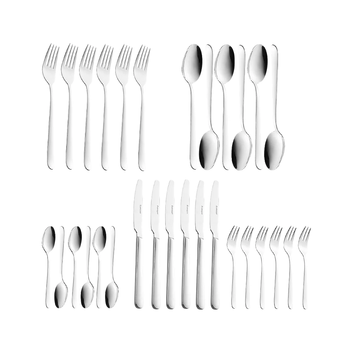 ESMEYER Tina 30-teiliges Besteckset für 6 Personen, Edelstahl 18/0, Klingenstahlmesser, 2,2/1,8 mm, spülmaschinenfest