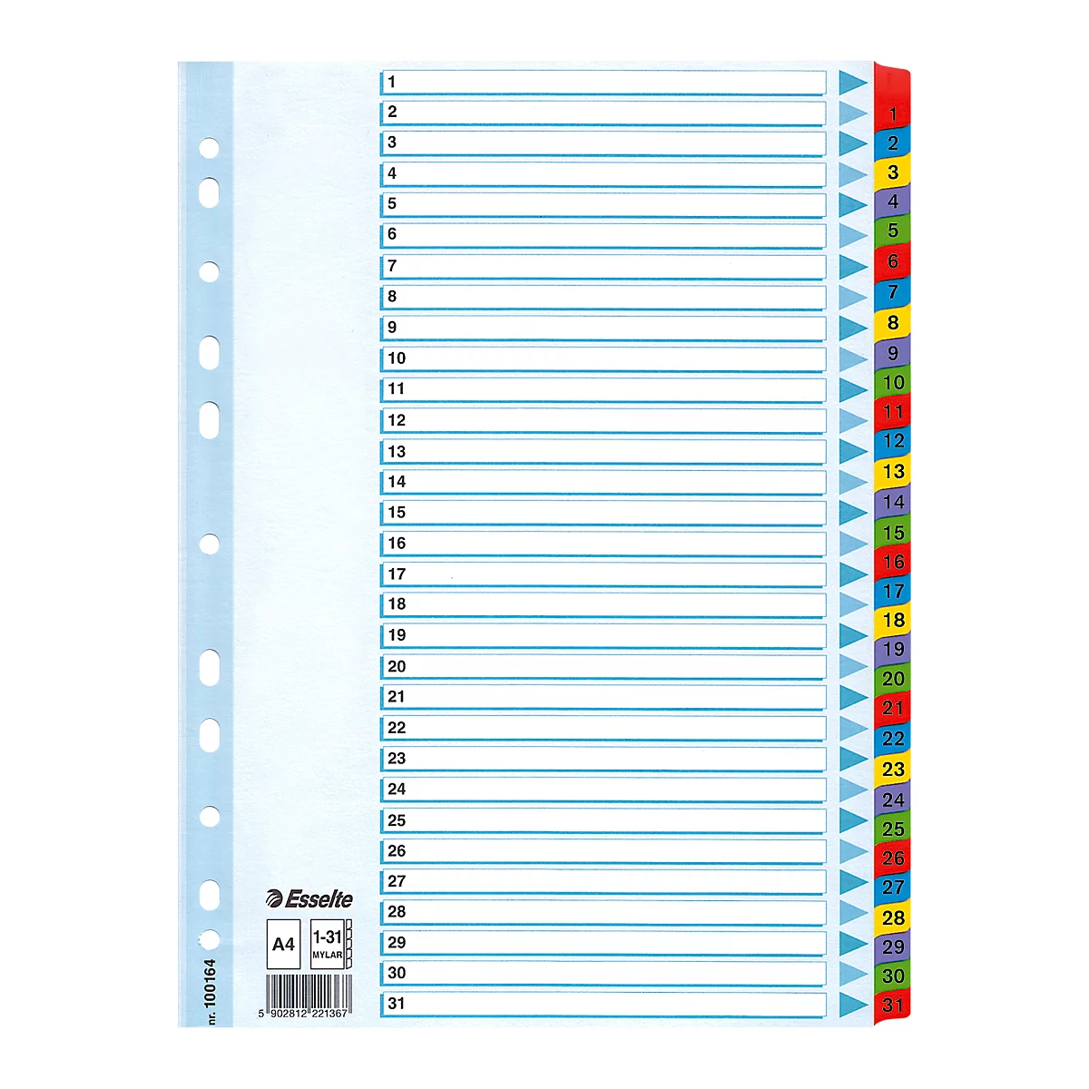 Esselte kartonnen tabbladen Mylar, cijfers 1-31