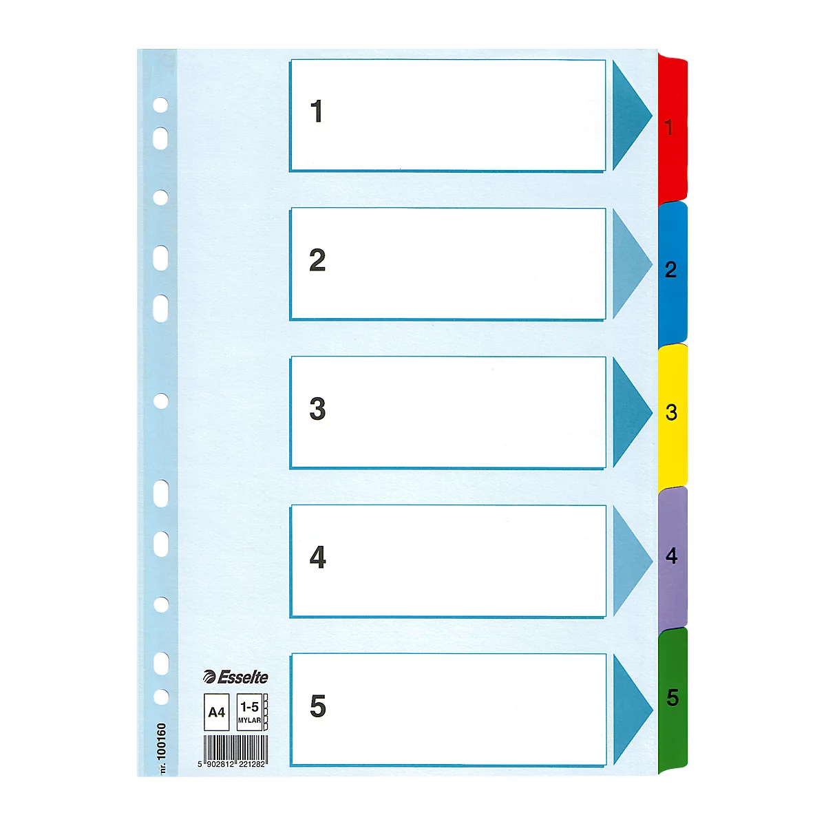 Esselte kartonnen tabbladen Mylar, cijfers 1-5
