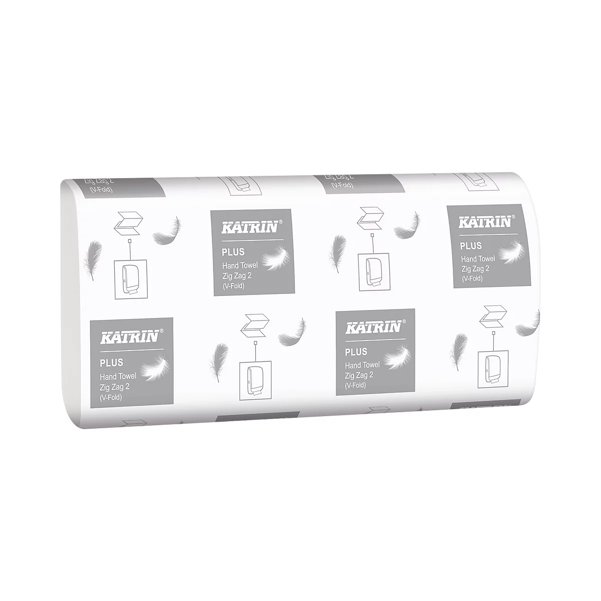 Essuies mains pliés en Z KATRIN, blanc haut, 2 plis, 2 x 18 g/m², 224 x 230 mm, paquet pratique avec poignée, 4000 pcs.