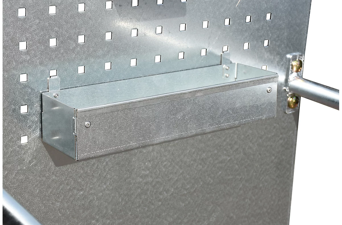 Estante para herramientas Bauer, para cubeta colectora móvil con pared de placas perforadas, galvanizado