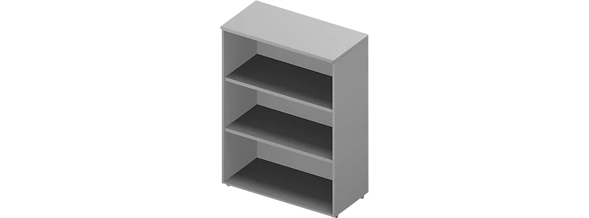 Estantería ARLON OFFICE, 3 alturas de archivo, 2 estantes variables, An 900 x P 450 x Al 1232 mm, gris luminoso/aluminio