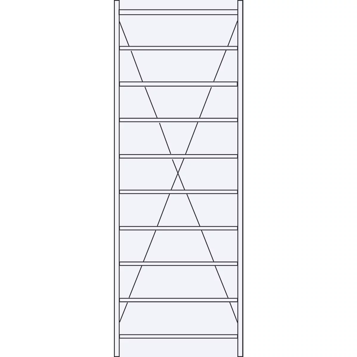 Estantería base R 3000, 10 estantes, An 1055 mm x P 300 mm, estantes galvanizados