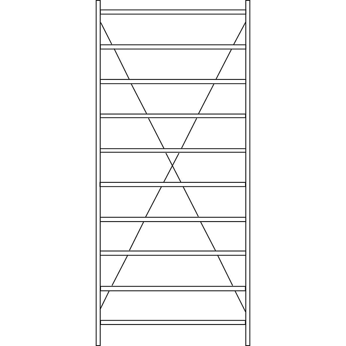 Estantería base R 3000, 10 estantes, An 1345 mm x P 600 mm, estantes galvanizados