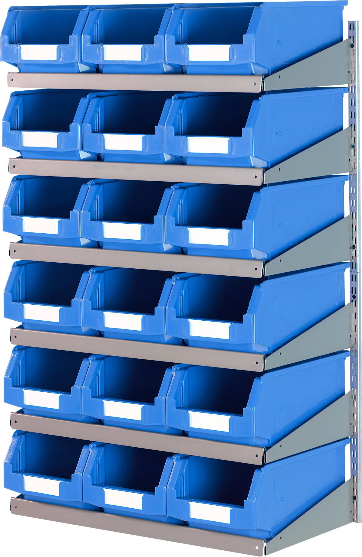 Estantería de pared 6 LK Schäfer Shop Select, 6 estantes, con 18 cubos azules LF 321, L 1000 x A 640 x P 300 mm