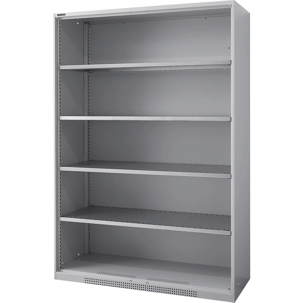 Estantería metálica para cargas pesadas Schäfer Shop Genius FS, chapa de acero, ancho 1055 x fondo 620 x alto 1950 mm, 5 OH, aluminio blanco, hasta 1000 kg