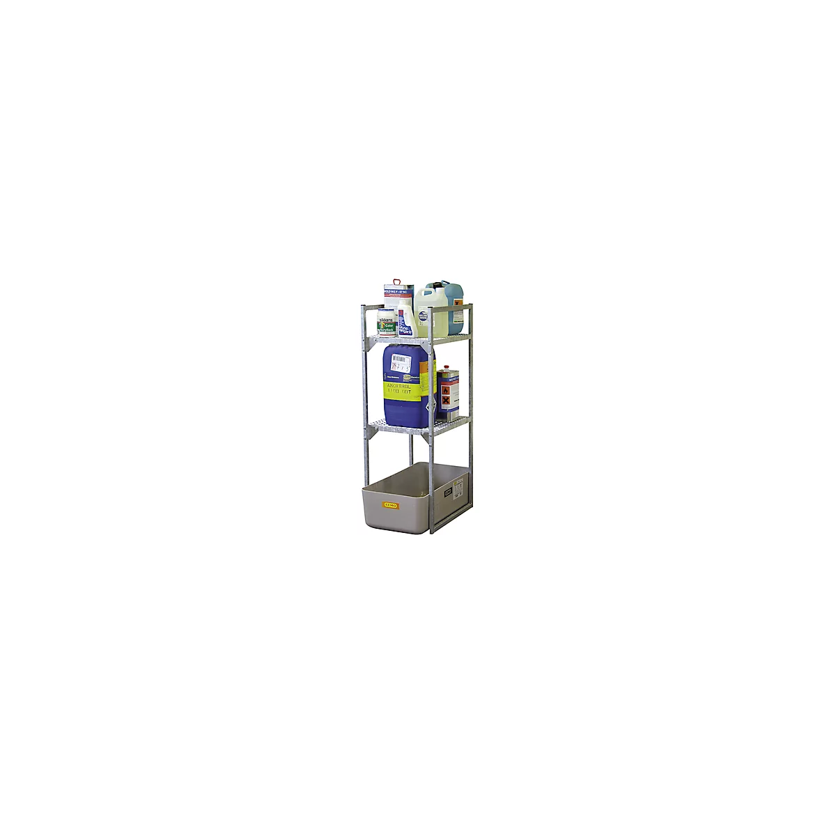Estantería para barriles tipo 120 variante 1 CEMO, con apoyo de rejilla para envase pequeño, An 450 x Al 1310 x P 820 mm